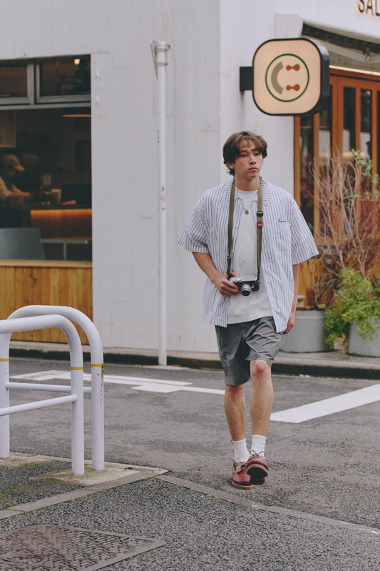 AMULET PALM SHIRT STRIPE WHITE/BLACK