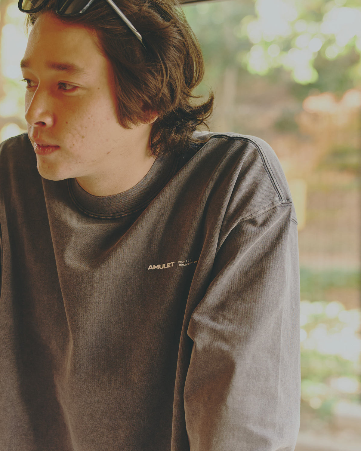 AMULET ESSENTIAL TEE LS / WASHED GREY