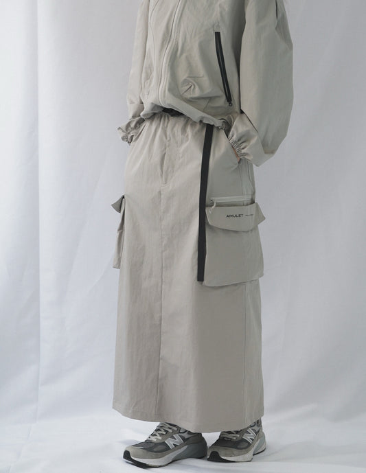 AMULET ZIPPER POCKET SKIRT / LT GREY