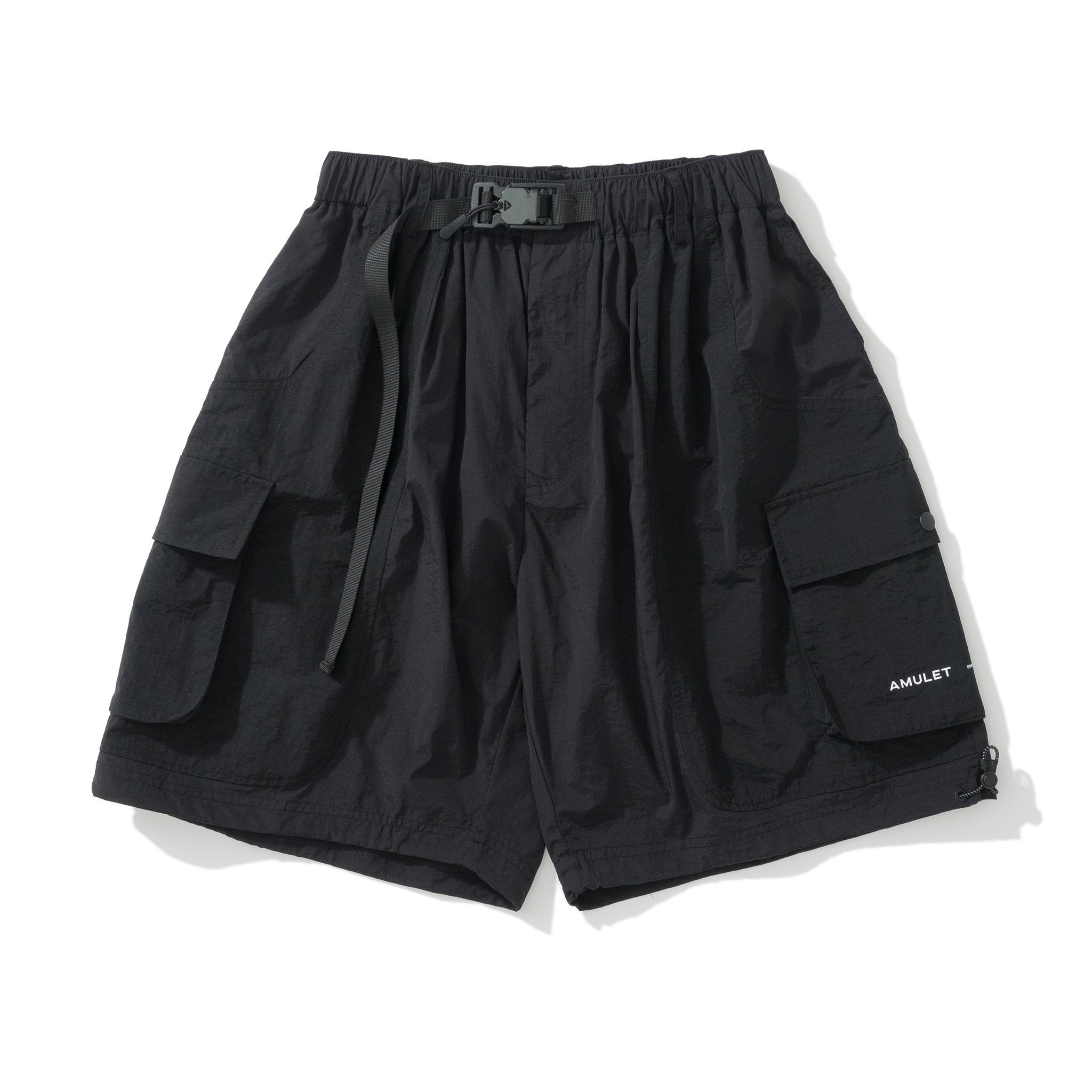 AMULET PATCHWORK POCKETS SHORTS BLACK