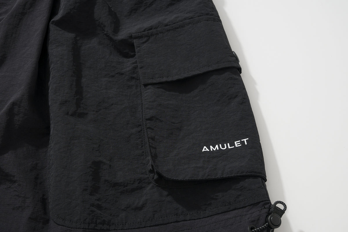 AMULET PATCHWORK POCKETS SHORTS BLACK
