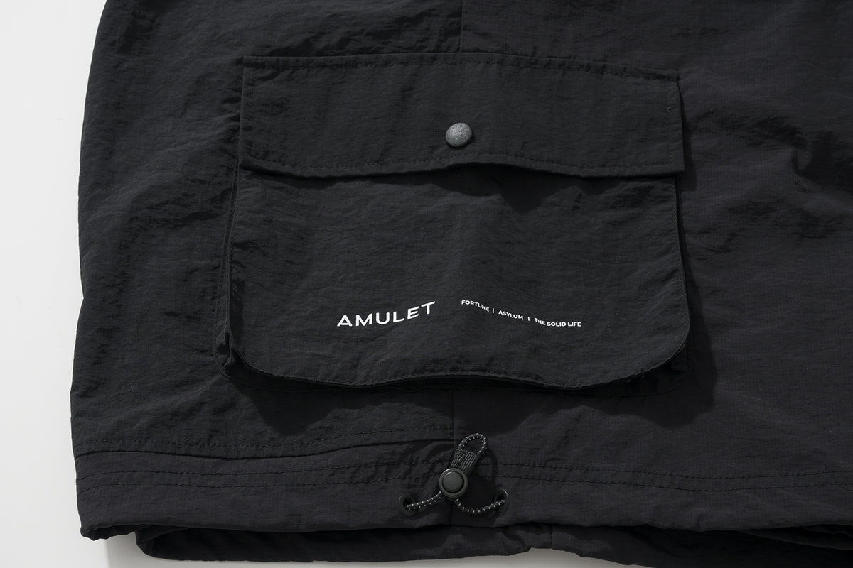 AMULET PATCHWORK POCKETS SHORTS BLACK