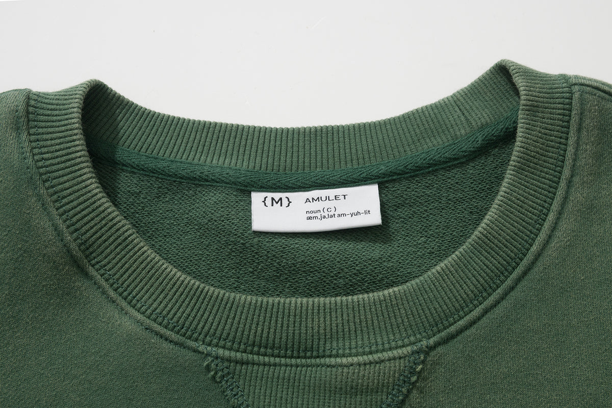 AMULET HEAVY WASHED CREWNECK OLIVE