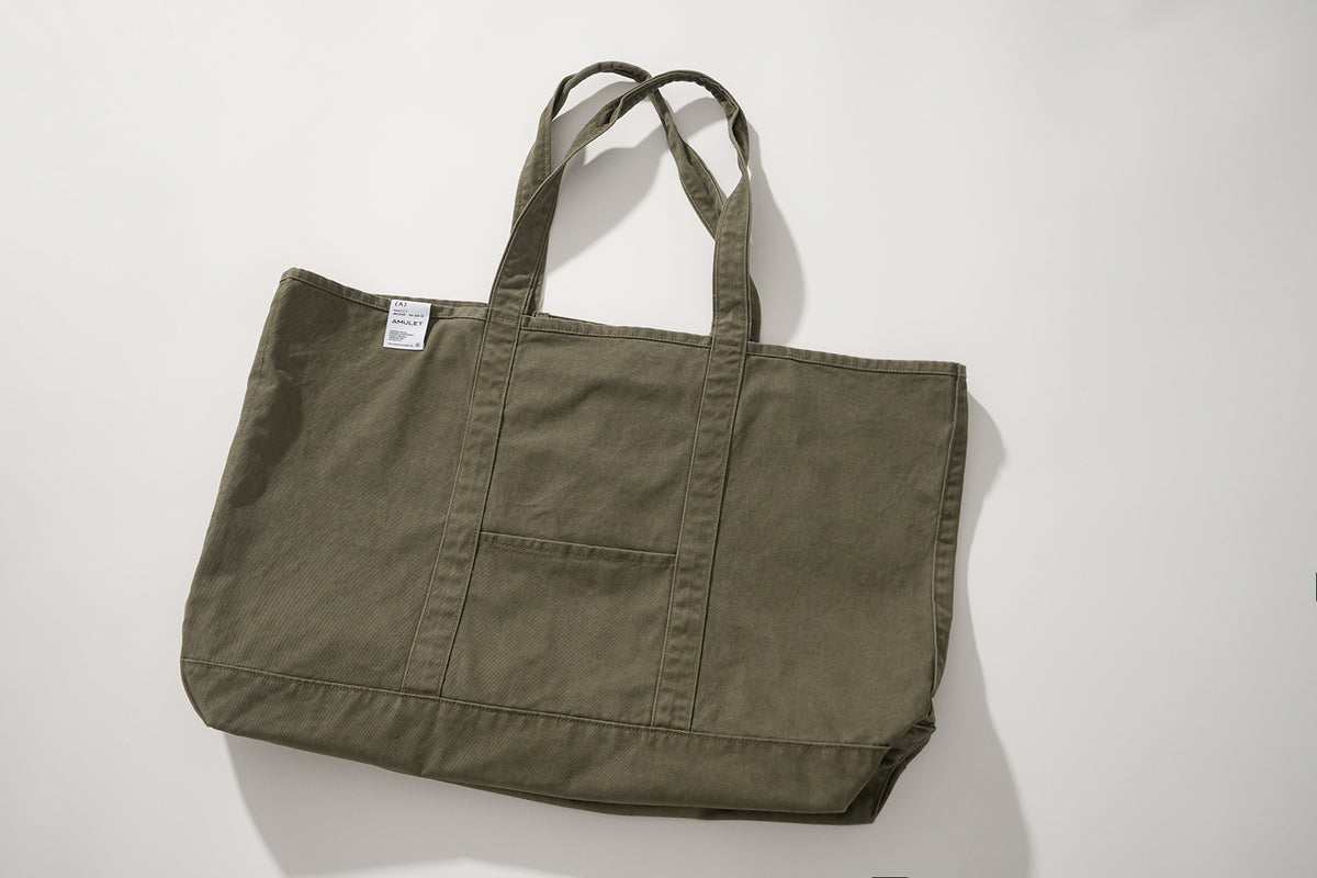 AMULET WASHED TOTE BAG / BROWN