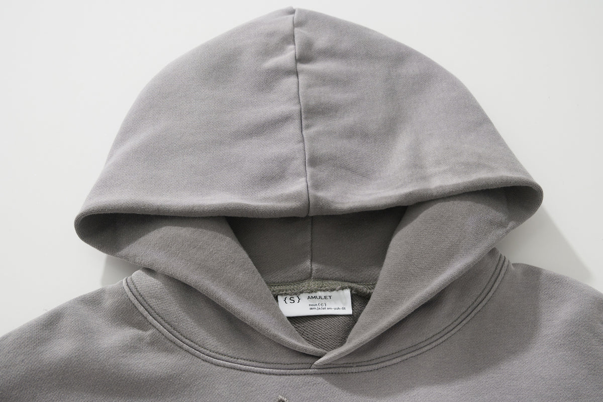 AMULET HEAVY WASHED HOODIE LT GREY