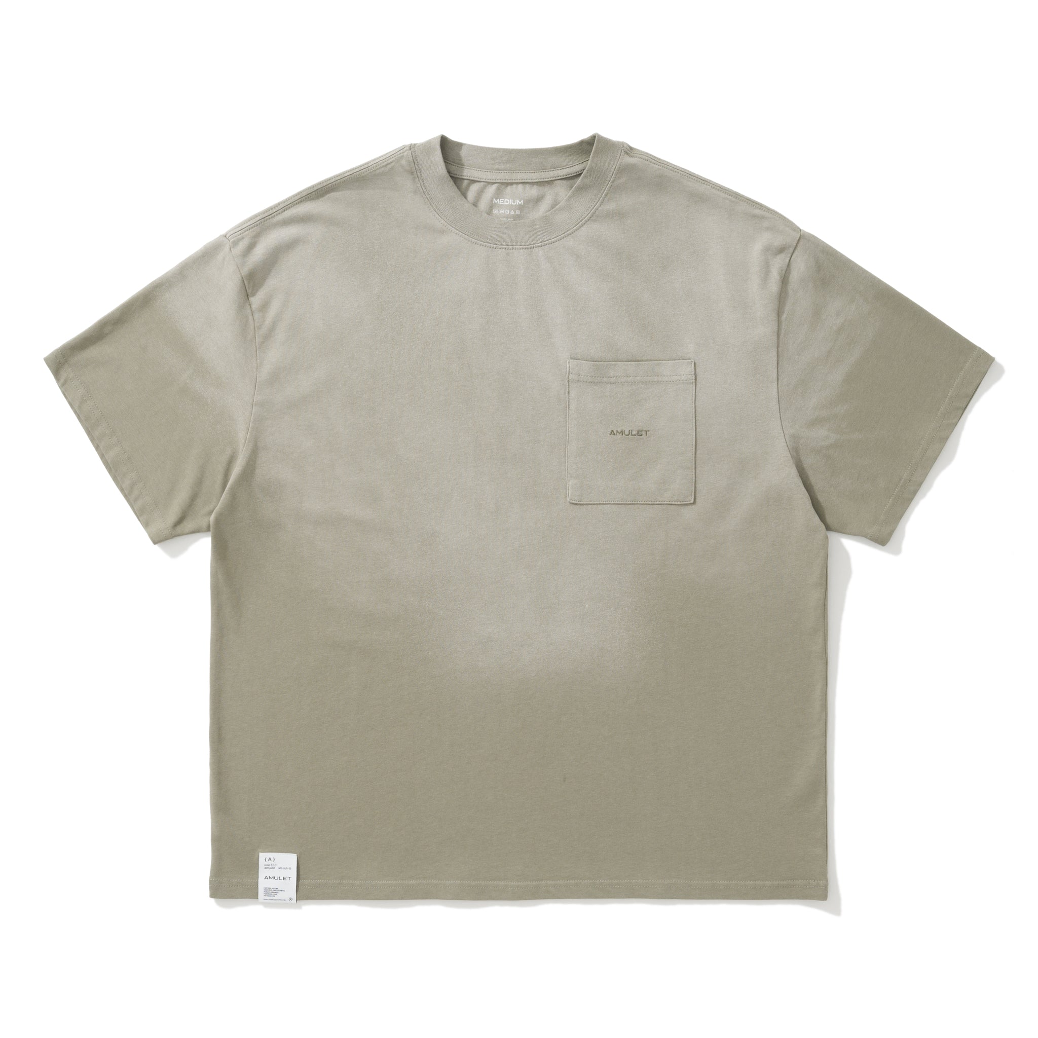 AMULET DIRTY WASHED POCKET TEE OLIVE