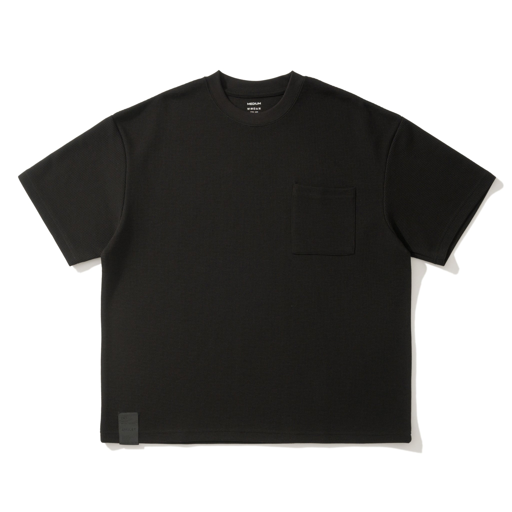 AMULET WAFFLE POCKET TEE BLACK