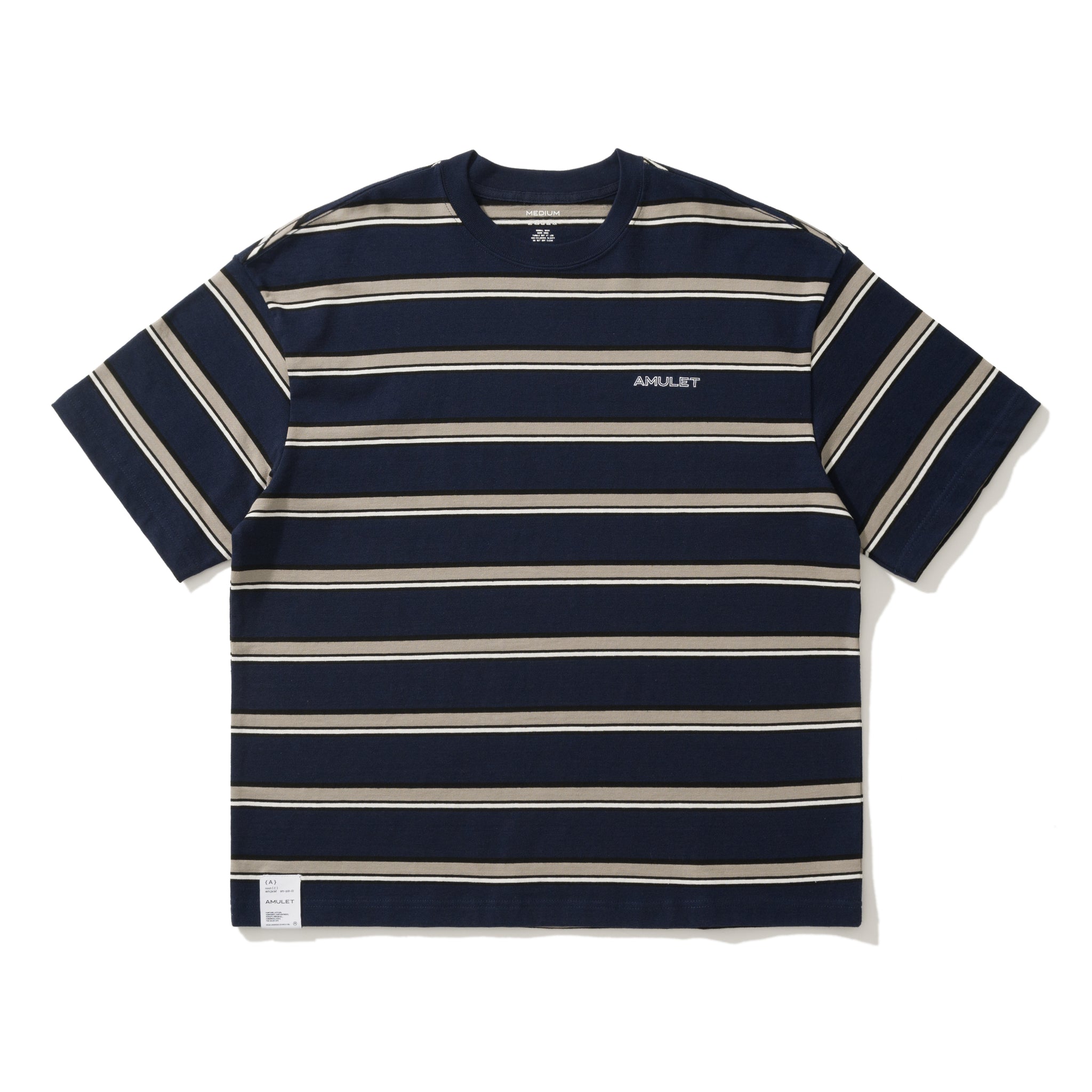 AMULET LOGO STRIPE TEE/ NAVY
