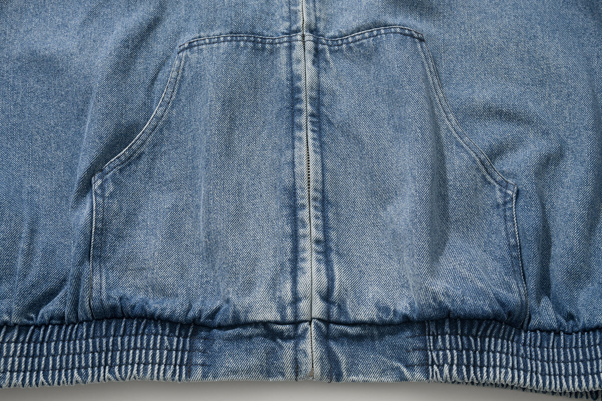AMULEL ZIP UP JACKET WASHED LIGHT DENIM