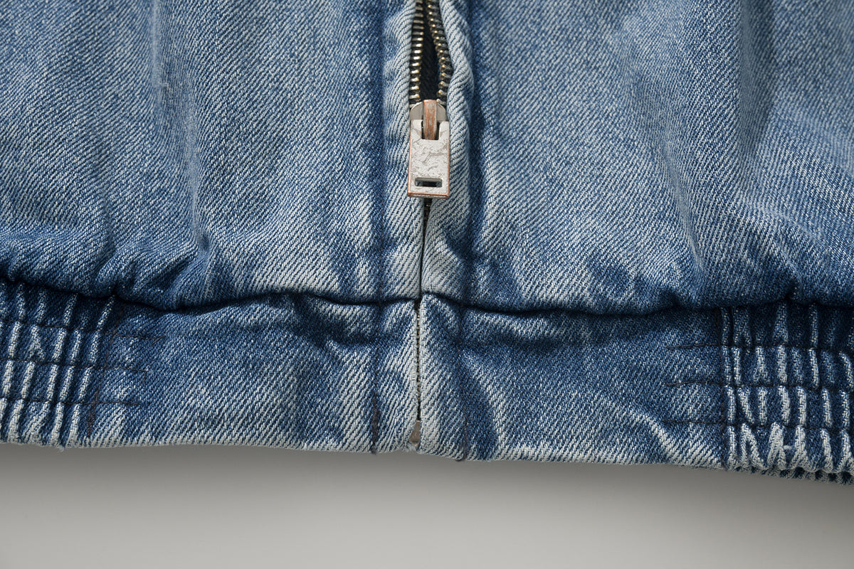AMULEL ZIP UP JACKET WASHED LIGHT DENIM