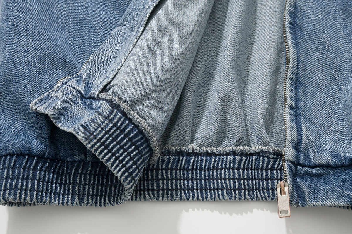 AMULEL ZIP UP JACKET WASHED LIGHT DENIM
