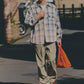 AMULET HEAVY WASHED PLAID SHIRT BEIGE
