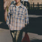 AMULET HEAVY WASHED PLAID SHIRT BEIGE