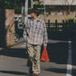AMULET HEAVY WASHED PLAID SHIRT BEIGE